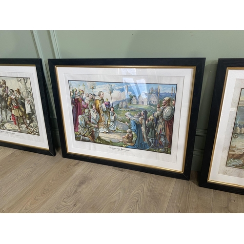 9 - Set of six Periods of time in Ireland coloured prints mounted in ebonised frames {64 cm H x 81 cm W}... 