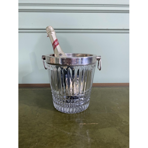 90 - Good quality Edwardian French crystal and silver plated champagne bucket {21 cm H x 23 cm Dia.}.