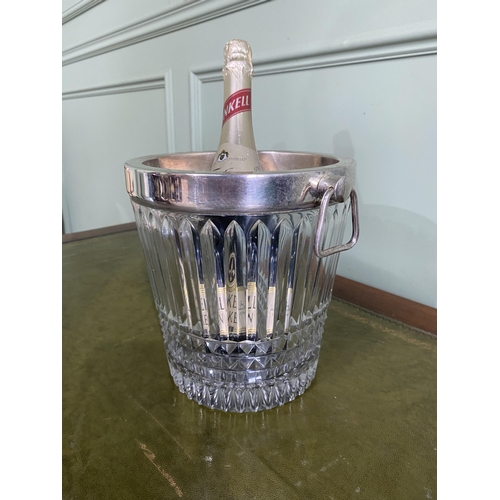 90 - Good quality Edwardian French crystal and silver plated champagne bucket {21 cm H x 23 cm Dia.}.