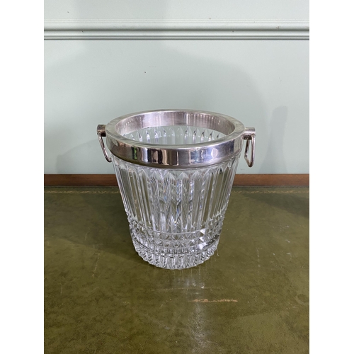 90 - Good quality Edwardian French crystal and silver plated champagne bucket {21 cm H x 23 cm Dia.}.