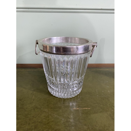 90 - Good quality Edwardian French crystal and silver plated champagne bucket {21 cm H x 23 cm Dia.}.