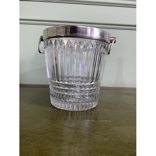 90 - Good quality Edwardian French crystal and silver plated champagne bucket {21 cm H x 23 cm Dia.}.