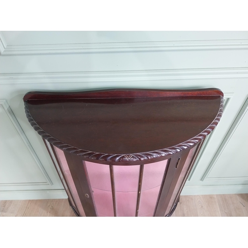 908 - 1950s mahogany bow fronted display case with single glazed door raised on cabriole legs {116 cm H x ... 