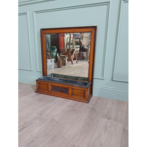 920 - Edwardian oak jardiniere with mirrored back {84 cm H x 75 cm W x 21 cm D}.