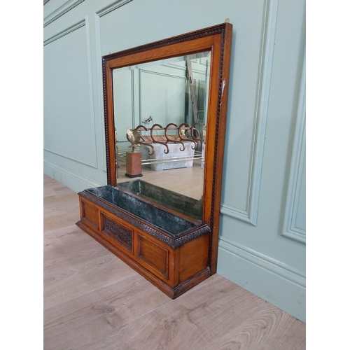 920 - Edwardian oak jardiniere with mirrored back {84 cm H x 75 cm W x 21 cm D}.