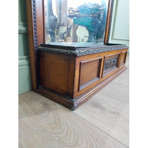 920 - Edwardian oak jardiniere with mirrored back {84 cm H x 75 cm W x 21 cm D}.