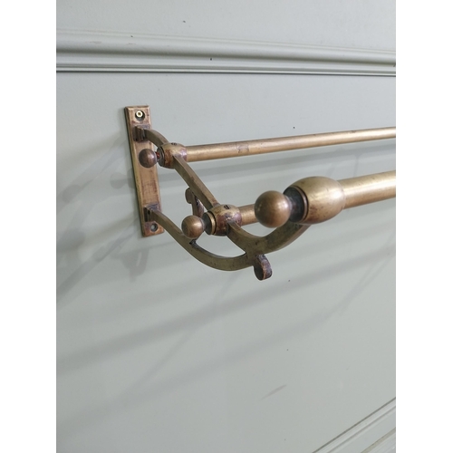 925 - Early 20th C. French brass luggage rack {16 cm H x 81 cm W x 30 cm D}.