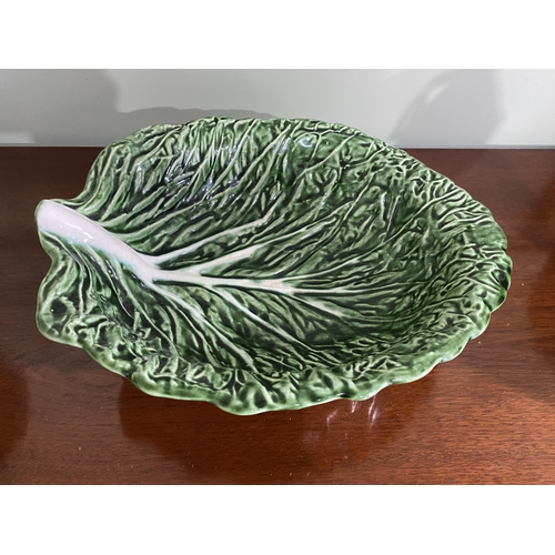 944 - Kerangol Portugal pottery cabbage leaf lidded tureen with ladle and salad bowl {22 cm H x 32 cm Dia.... 