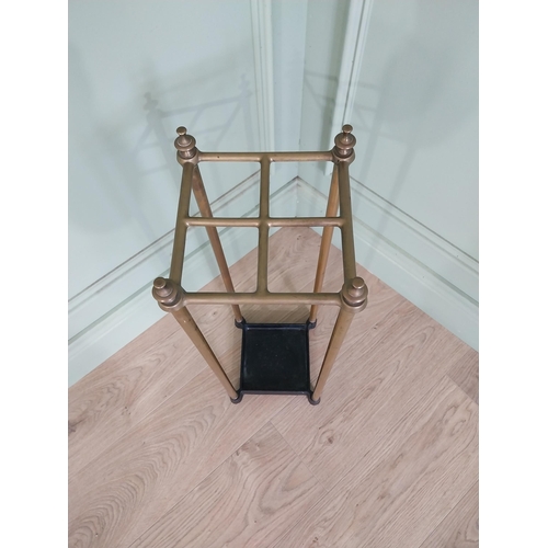 960 - Good quality Edwardian brass and cast iron stick stand {66 cm H x 20 cm W x 20 cm D}.