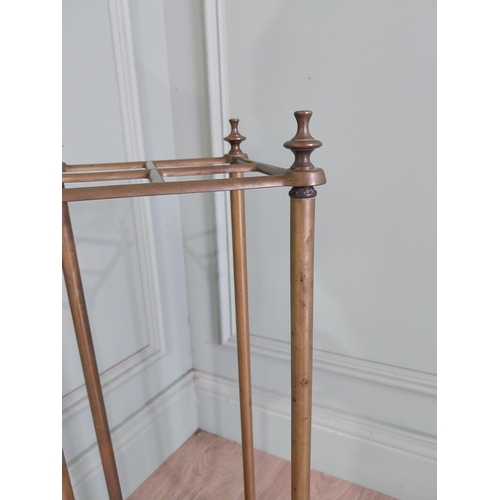 960 - Good quality Edwardian brass and cast iron stick stand {66 cm H x 20 cm W x 20 cm D}.