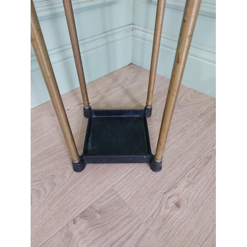 960 - Good quality Edwardian brass and cast iron stick stand {66 cm H x 20 cm W x 20 cm D}.