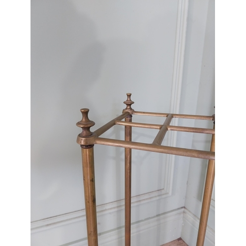 960 - Good quality Edwardian brass and cast iron stick stand {66 cm H x 20 cm W x 20 cm D}.