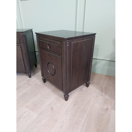 976 - Pair of oak veneered bedside lockers with single drawer over blind door {65 cm H x 50 cm W x 40 cm D... 