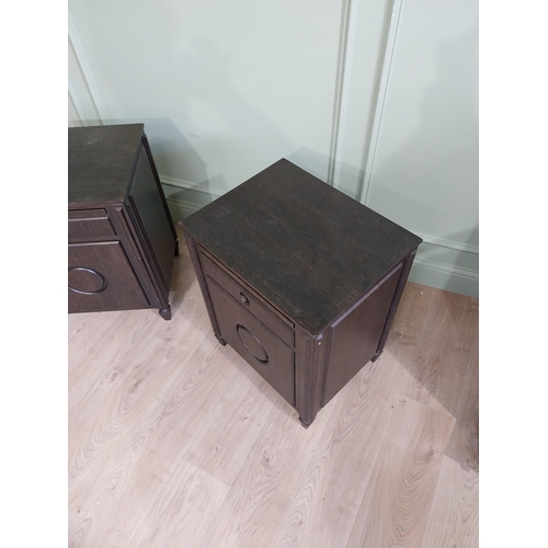 976 - Pair of oak veneered bedside lockers with single drawer over blind door {65 cm H x 50 cm W x 40 cm D... 