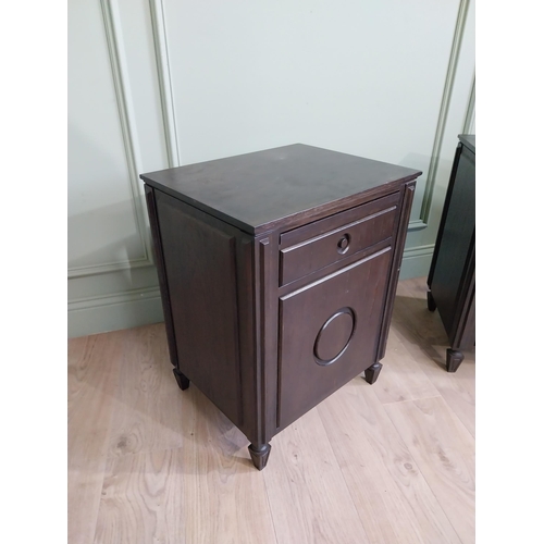 976 - Pair of oak veneered bedside lockers with single drawer over blind door {65 cm H x 50 cm W x 40 cm D... 