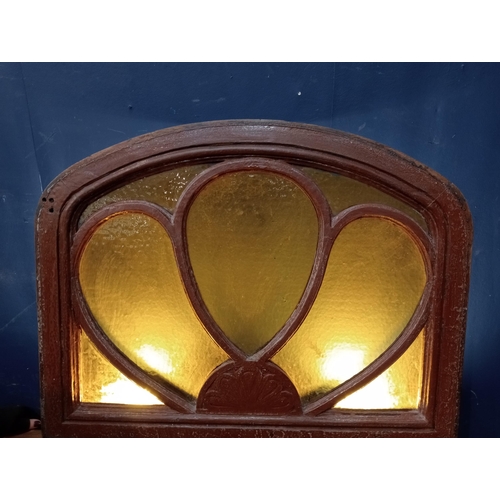 99 - Arched Cottage fanlight with coloured glass {H 63cm x W 80cm x D 4cm } - NOT AVAILABLE TO VIEW IN PE... 