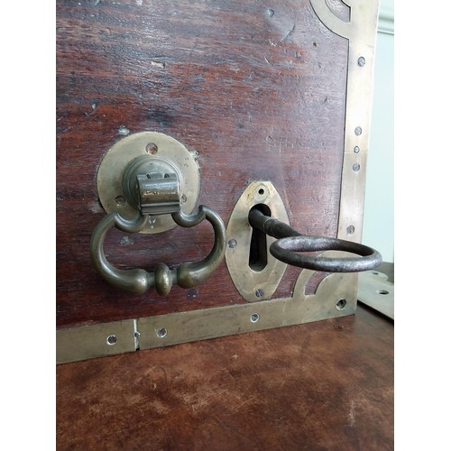 622 - Rare Irish Georgian mahogany and brass door lock {27 cm H x 36 cm W x 9 cm D}.