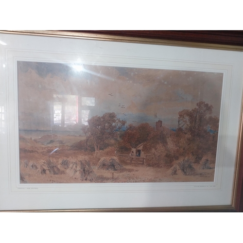 2029 - 19th C. watercolour Cornfield near Hastings by William Benett. {53 cm H x 74 cm W}.