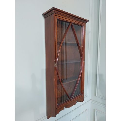 2036 - 19th C. mahogany wall cabinet with single glazed door {110 cm H x 48 cm W x 18 cm D}.