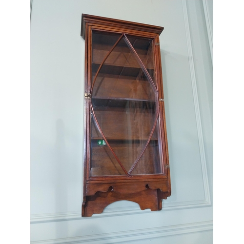 2036 - 19th C. mahogany wall cabinet with single glazed door {110 cm H x 48 cm W x 18 cm D}.