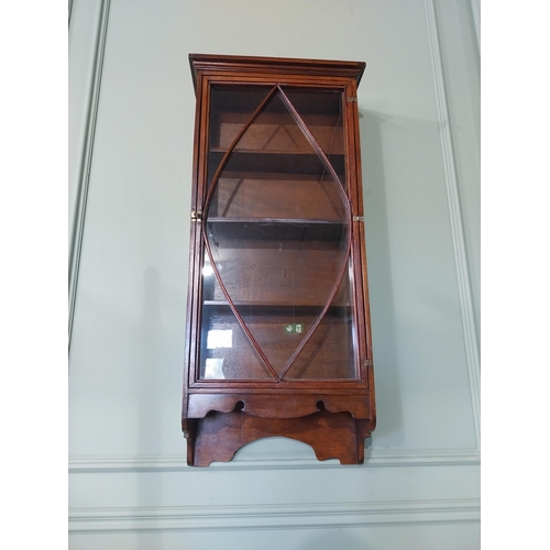 2036 - 19th C. mahogany wall cabinet with single glazed door {110 cm H x 48 cm W x 18 cm D}.