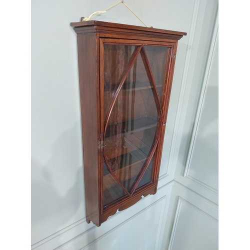 2036 - 19th C. mahogany wall cabinet with single glazed door {110 cm H x 48 cm W x 18 cm D}.