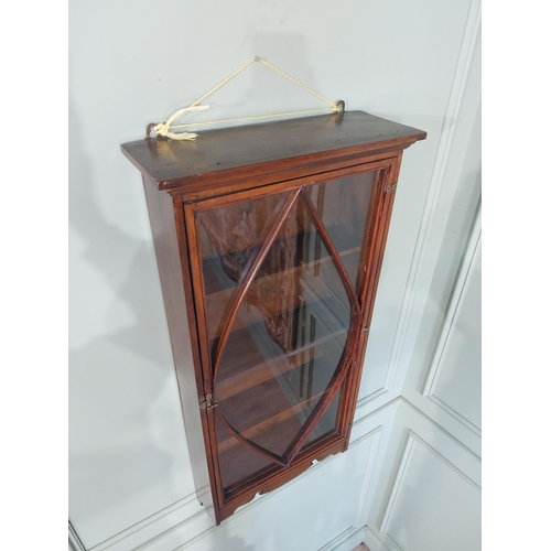 2036 - 19th C. mahogany wall cabinet with single glazed door {110 cm H x 48 cm W x 18 cm D}.