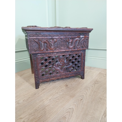 2043 - 19th C. carved oriental hardwood writing box. {46 cm H x 53 cm W x 42 cm D}.