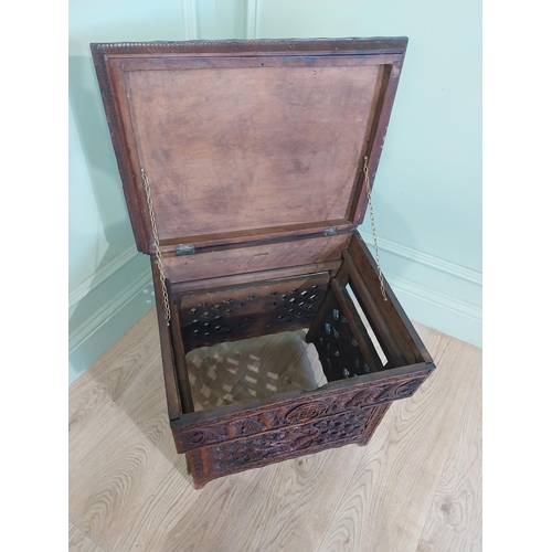 2043 - 19th C. carved oriental hardwood writing box. {46 cm H x 53 cm W x 42 cm D}.