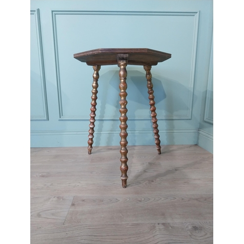 2044 - Gilt bobbin table with pine top {73 cm H x 40 cm W x 40 cm D}.