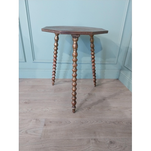 2044 - Gilt bobbin table with pine top {73 cm H x 40 cm W x 40 cm D}.