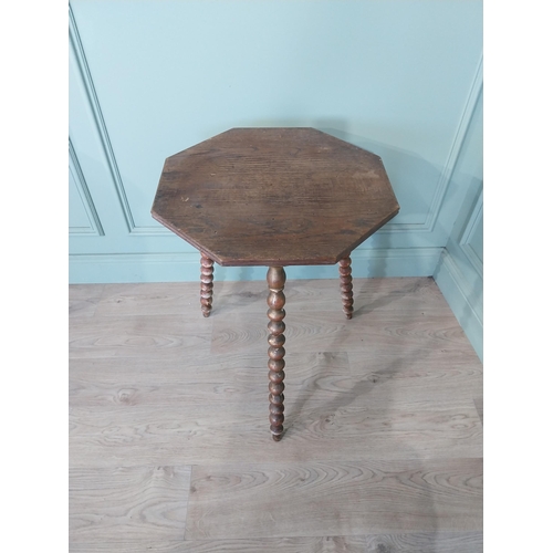 2044 - Gilt bobbin table with pine top {73 cm H x 40 cm W x 40 cm D}.