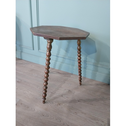 2044 - Gilt bobbin table with pine top {73 cm H x 40 cm W x 40 cm D}.