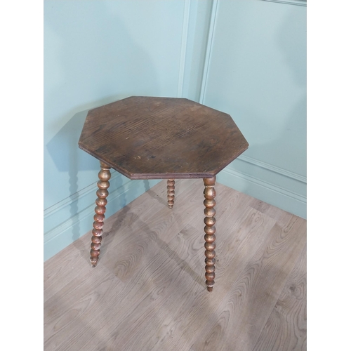 2044 - Gilt bobbin table with pine top {73 cm H x 40 cm W x 40 cm D}.