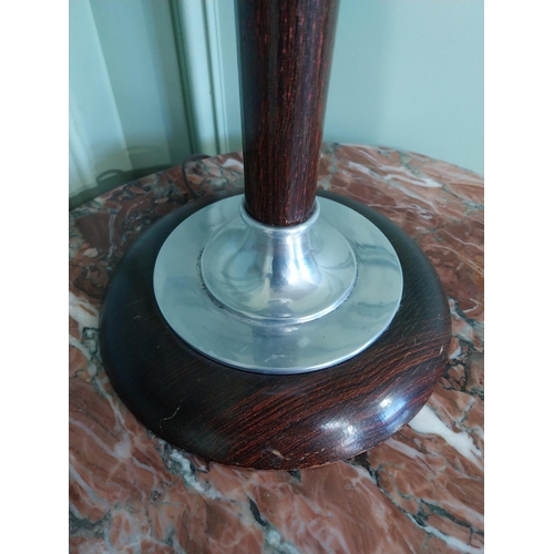 2046 - Mid Century rosewood and chrome table lamp with opaline glass shade {76 cm H x 26 cm Dia.}.