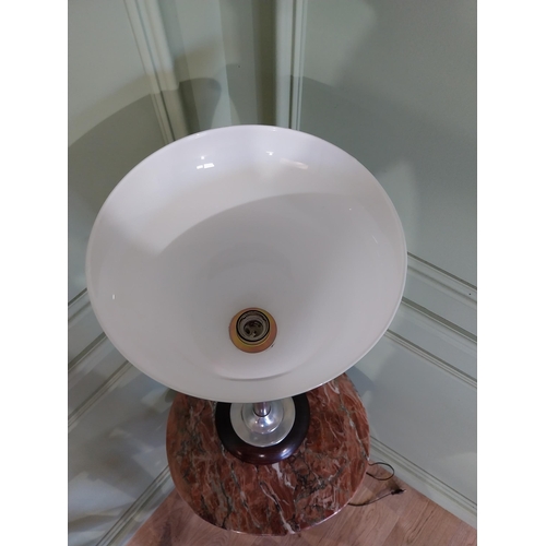 2046 - Mid Century rosewood and chrome table lamp with opaline glass shade {76 cm H x 26 cm Dia.}.