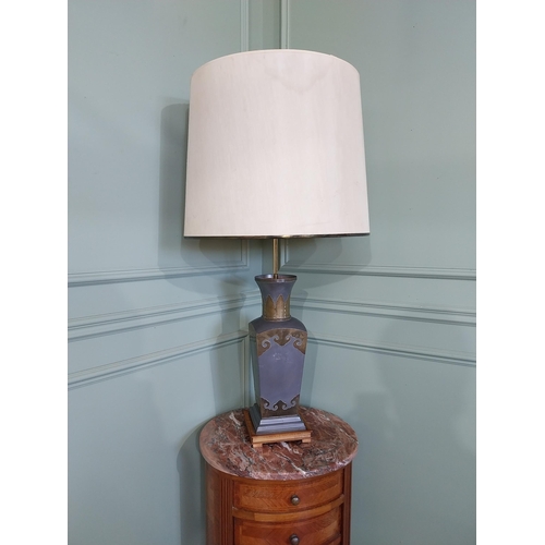 2047 - Oriental pewter and brass table lamp. {110 cm H x 47 cm Dia.}.