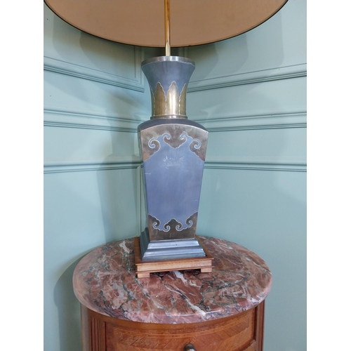 2047 - Oriental pewter and brass table lamp. {110 cm H x 47 cm Dia.}.