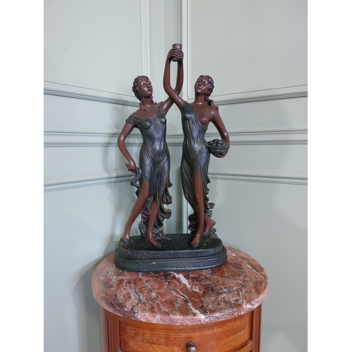 2058 - Resin sculpture of two Grecian ladies {60 cm H 34 cm W x 17 cm D}.