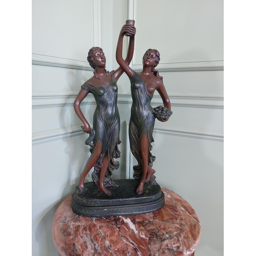 2058 - Resin sculpture of two Grecian ladies {60 cm H 34 cm W x 17 cm D}.