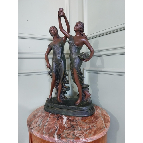 2058 - Resin sculpture of two Grecian ladies {60 cm H 34 cm W x 17 cm D}.