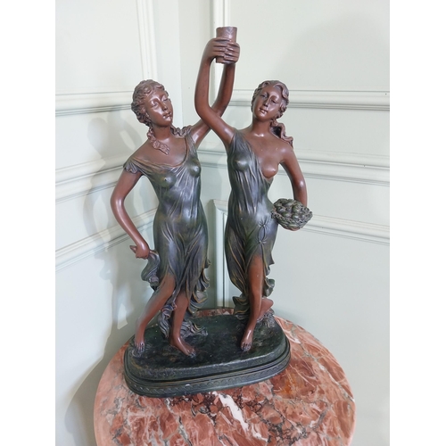 2058 - Resin sculpture of two Grecian ladies {60 cm H 34 cm W x 17 cm D}.