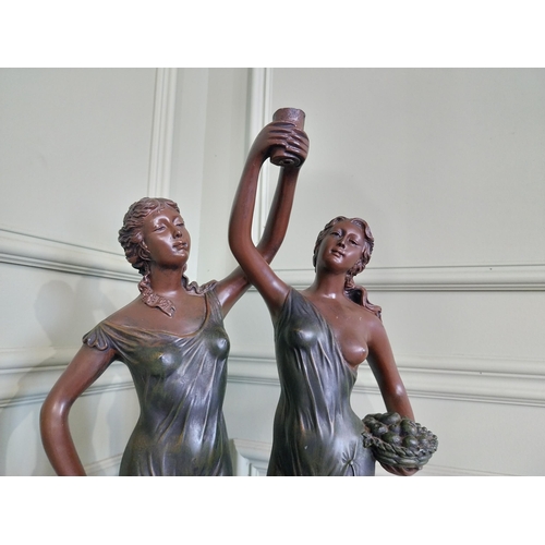 2058 - Resin sculpture of two Grecian ladies {60 cm H 34 cm W x 17 cm D}.