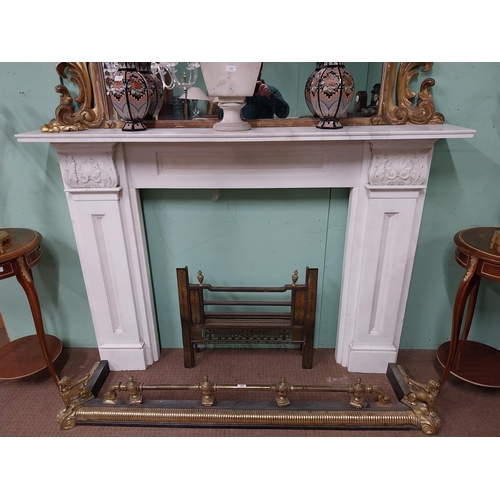 335 - Irish William IV statutory Carrera marble fire surround decorated with carved shell and acanthus lea... 