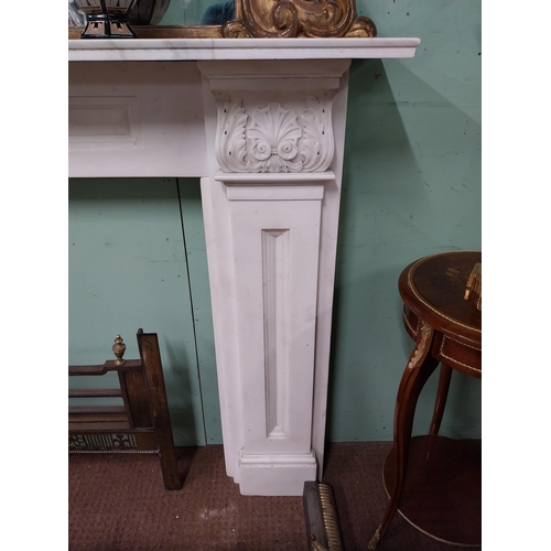 335 - Irish William IV statutory Carrera marble fire surround decorated with carved shell and acanthus lea... 