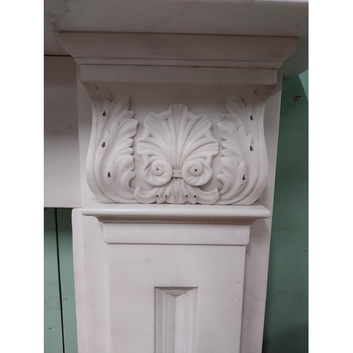 335 - Irish William IV statutory Carrera marble fire surround decorated with carved shell and acanthus lea... 