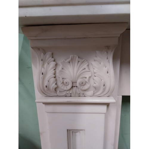 335 - Irish William IV statutory Carrera marble fire surround decorated with carved shell and acanthus lea... 