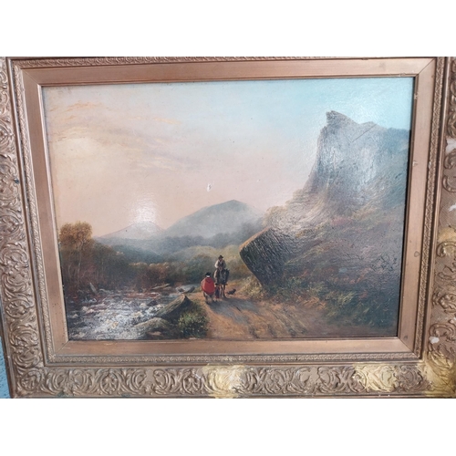 440 - William Fowler 1825 - 1867 Rural Scene Oil on Board mounted in a gilt frame { 43cm H X 53cm W }.