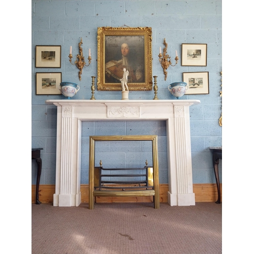 742 - Irish Georgian marble fire surround with central carved plaque depicting urns, rosettes, fruit and w... 