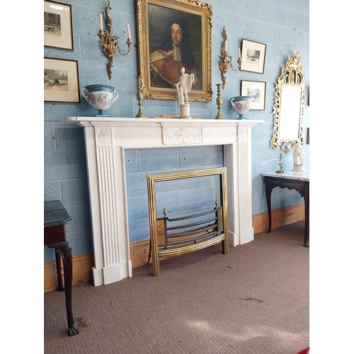 742 - Irish Georgian marble fire surround with central carved plaque depicting urns, rosettes, fruit and w... 